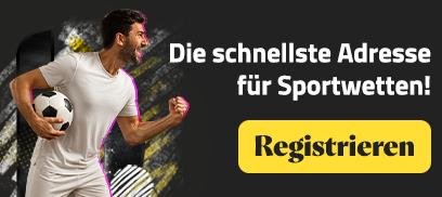Fussballspieler mit Ball und Registrierungsbutton